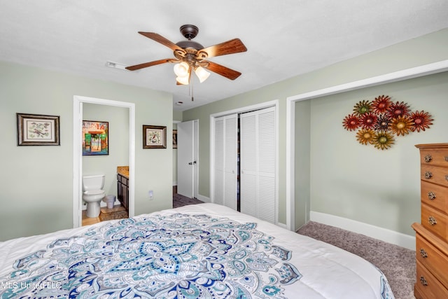 1130 Beach Blvd Unit 503, Biloxi, MS 39530 - bedroom with a closet, baseboards, ceiling fan, and connected bathroom