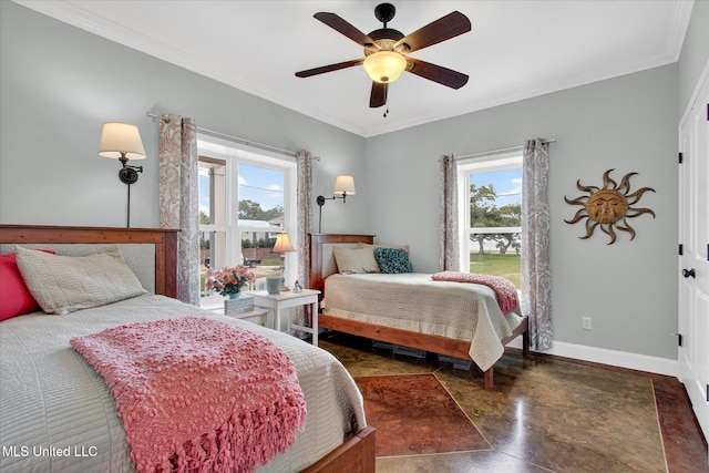 631 2nd St, Gulfport, MS 39501 - bedroom with crown molding and a ceiling fan