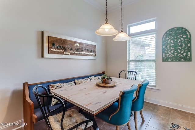 2018 Pelican Cir, Long Beach, MS 39560 - dining room with crown molding, baseboards, and tile patterned floors