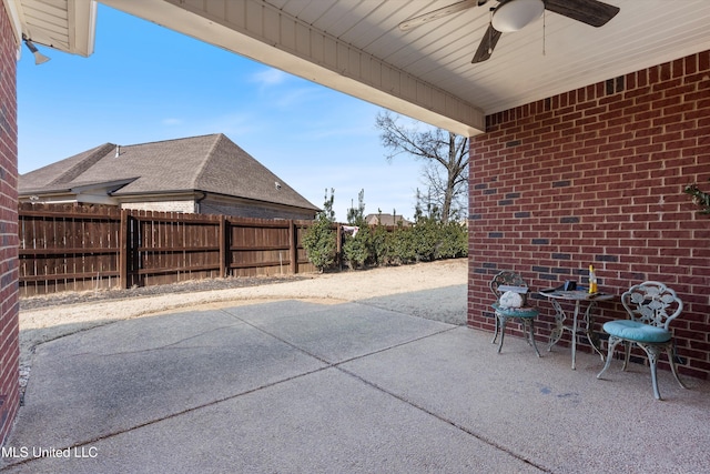 view of patio / terrace featuring ceiling fan