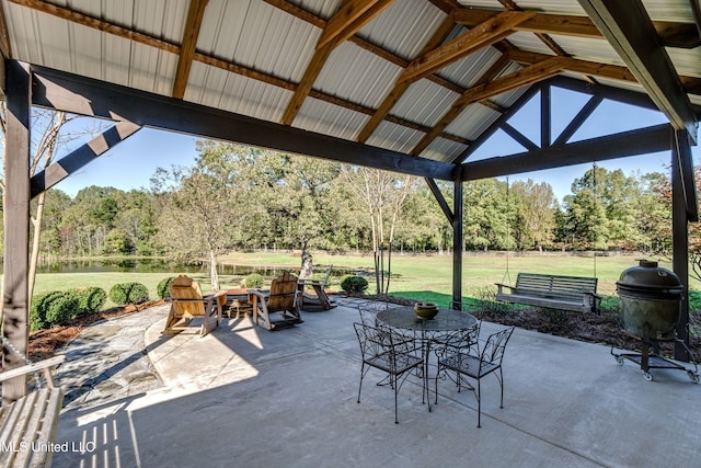 view of patio / terrace featuring a gazebo and a grill