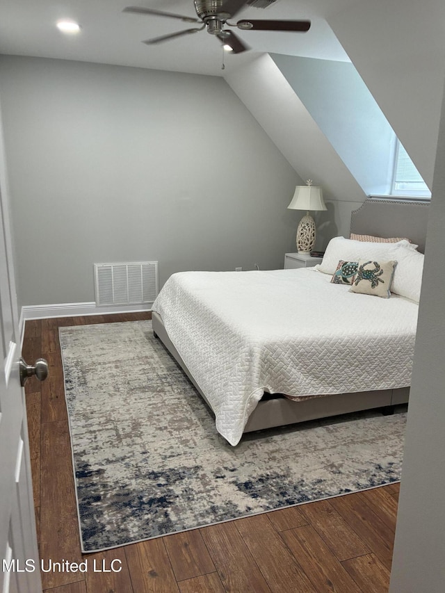 6327 Pontiac Dr, Kiln, MS 39556 - bedroom with recessed lighting, ceiling fan, visible vents, baseboards, and wood finished floors