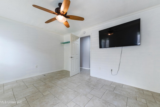 120 Pitcher Pt, Long Beach, MS 39560 - spare room featuring ceiling fan, crown molding, and light tile patterned floors