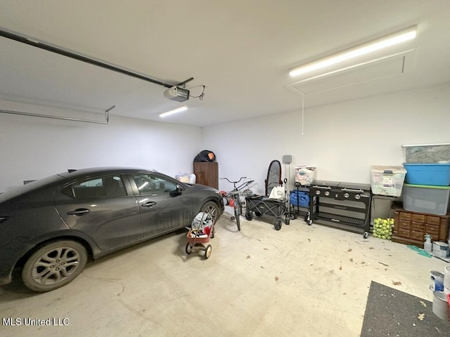 garage with a garage door opener