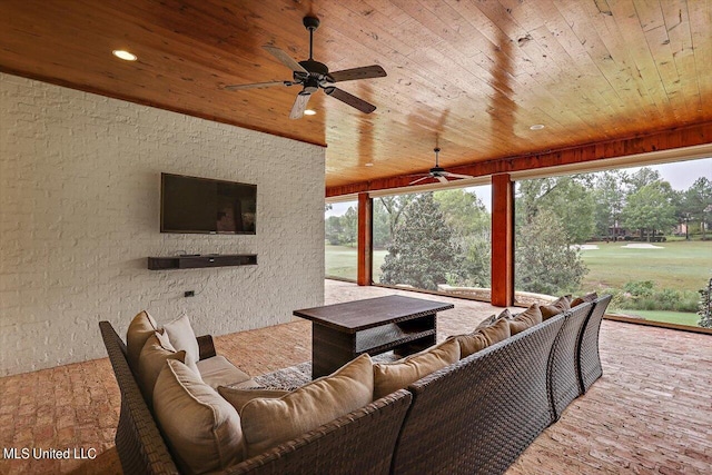 view of patio / terrace featuring outdoor lounge area and ceiling fan