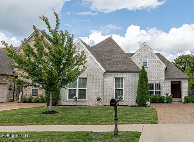6750 Whooper Swan Dr, Olive Branch, MS 38654 - view of front of home featuring a front lawn, roof with shingles, and brick siding