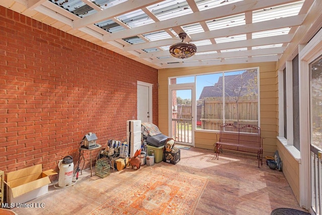 view of unfurnished sunroom