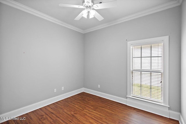 unfurnished room with hardwood / wood-style flooring, a healthy amount of sunlight, and ornamental molding