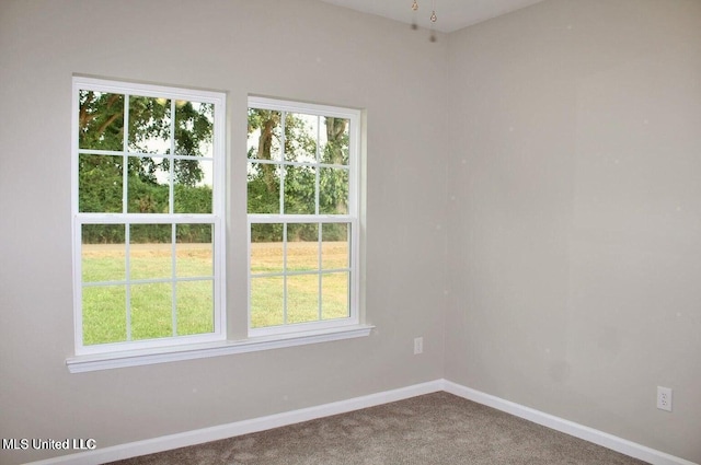 empty room with baseboards and carpet floors