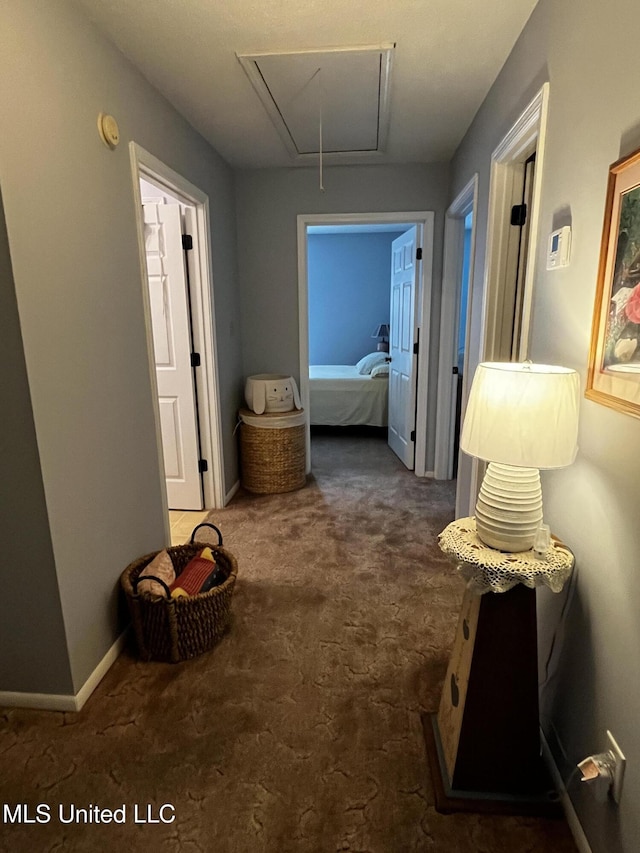 11423 High Rd, Hernando, MS 38632 - hall featuring attic access and carpet