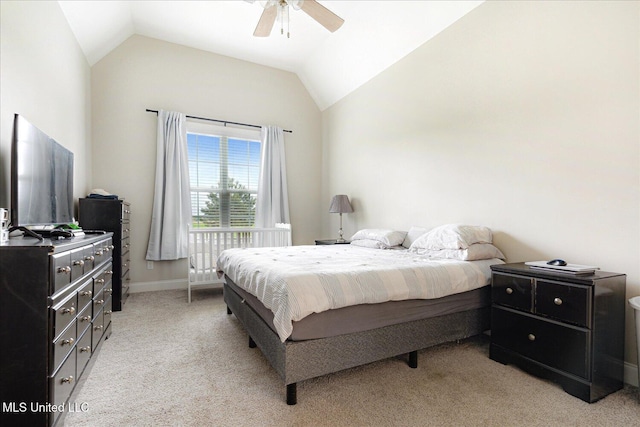4943 W Margarette Cir, Olive Branch, MS 38654 - bedroom with lofted ceiling, light colored carpet, ceiling fan, and baseboards