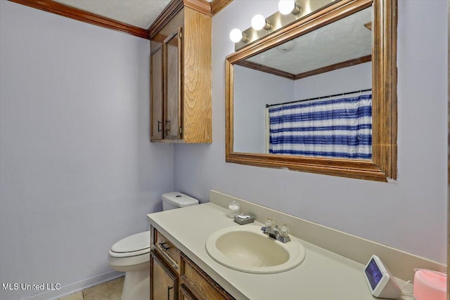 5530 Spencer Dr, Jackson, MS 39212 - full bath with a shower with shower curtain, vanity, ornamental molding, and toilet