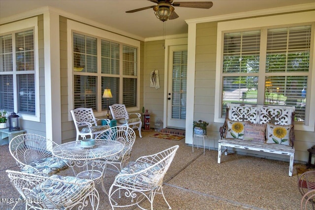 view of patio / terrace with ceiling fan