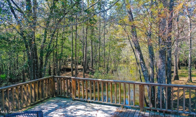 deck with a water view