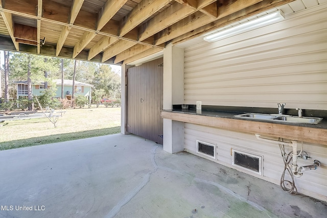 view of patio featuring a sink