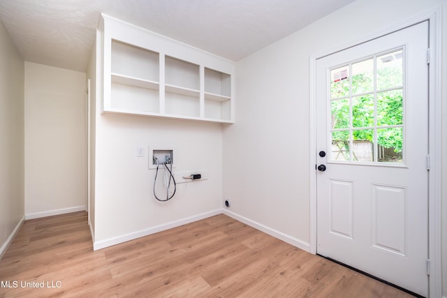18 Crossgates Dr, Brandon, MS 39042 - laundry room with washer hookup, electric dryer hookup, light wood finished floors, and baseboards