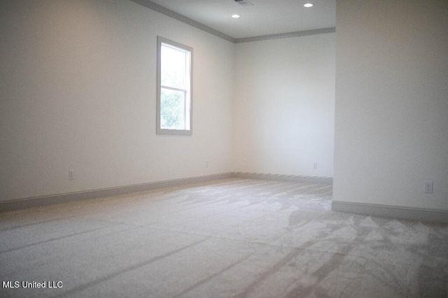 256 Arbor Trl, Brandon, MS 39047 - carpeted empty room with crown molding, baseboards, and recessed lighting
