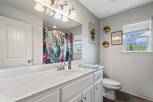 275 Magnolia Gardens Dr, Hernando, MS 38632 - bathroom featuring vanity, wood finished floors, and a shower with curtain