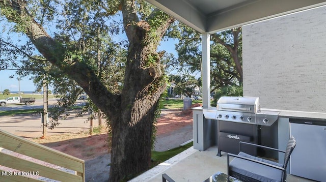 view of patio with area for grilling