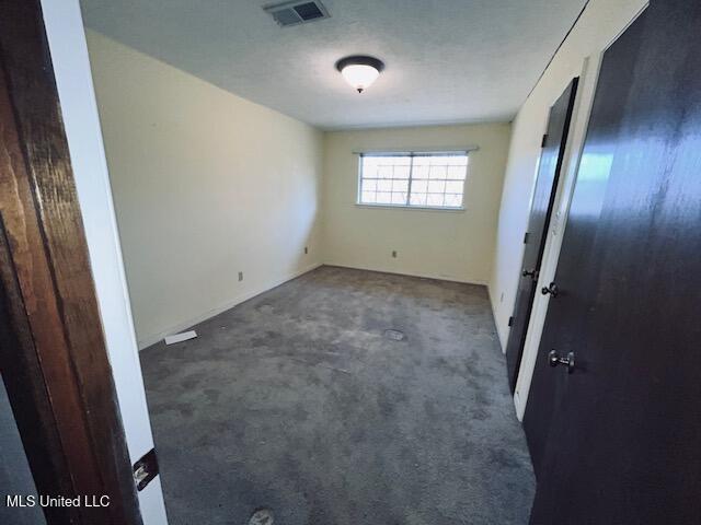 spare room featuring dark carpet