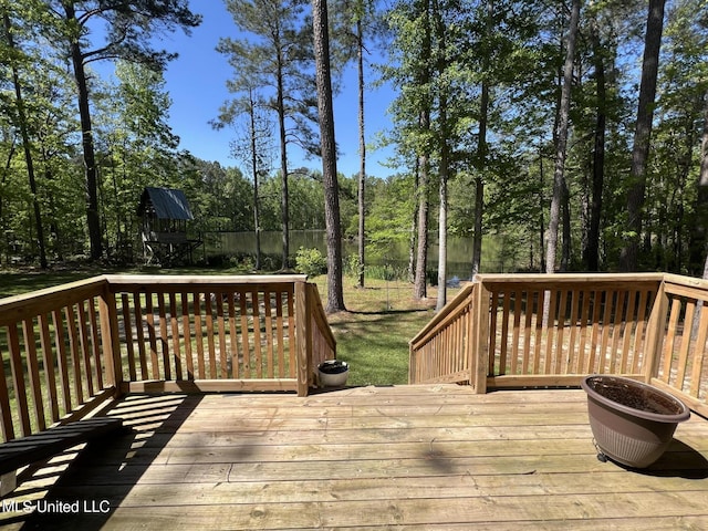 110 Hawks Nest Cv, Brandon, MS 39042 - wooden terrace featuring view of scattered trees