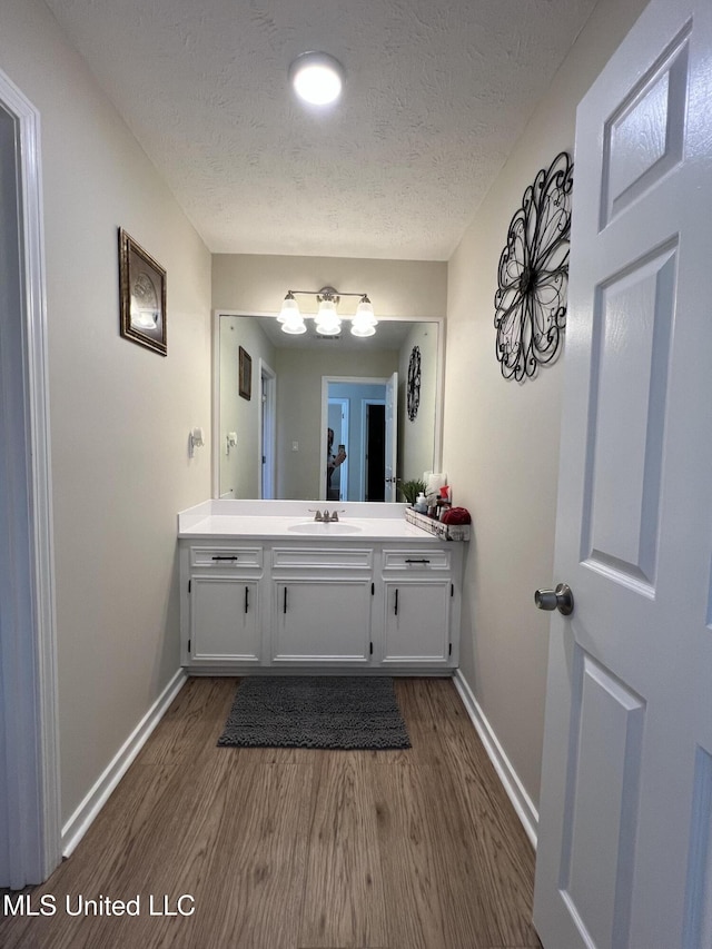 110 Hawks Nest Cv, Brandon, MS 39042 - bathroom with wood finished floors, vanity, and a textured ceiling