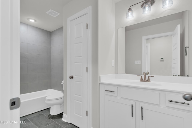 10243 March Meadows Way, Olive Branch, MS 38654 - bathroom with toilet, vanity, tile patterned floors, shower / bathtub combination, and baseboards