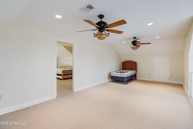 4013 Haiti St, Bay Saint Louis, MS 39520 - unfurnished bedroom with vaulted ceiling, visible vents, and recessed lighting