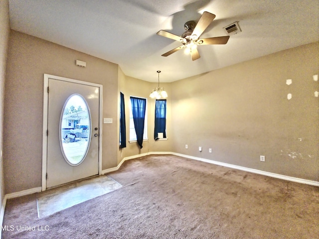 5391 Quail Creek Cir, Diberville, MS 39540 - carpeted foyer entrance featuring a chandelier and a ceiling fan
