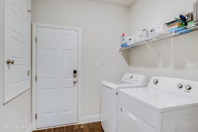 11625 Talla Dr, Ocean Springs, MS 39564 - laundry area featuring washing machine and clothes dryer and dark wood-type flooring