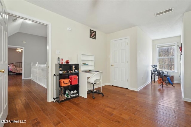 office featuring hardwood / wood-style floors