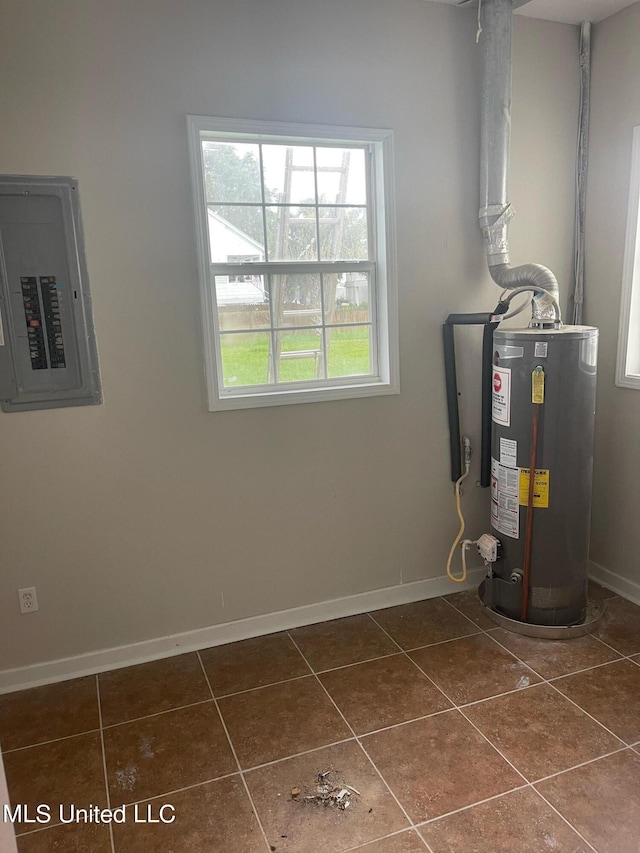 utility room with water heater and electric panel