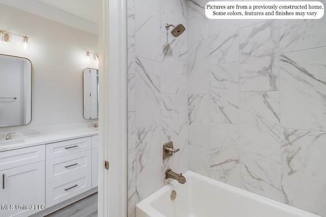 full bath with bathing tub / shower combination and vanity