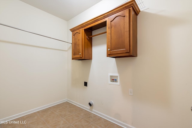 washroom featuring cabinets, hookup for an electric dryer, and washer hookup