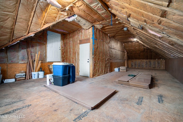 view of unfinished attic