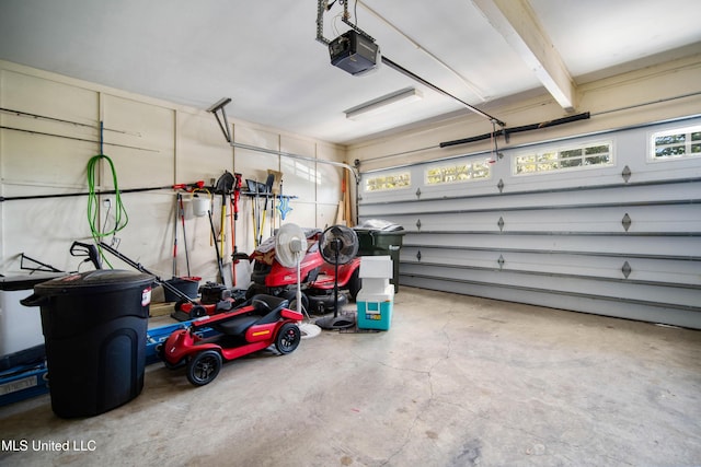 garage with a garage door opener