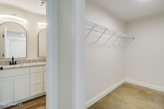 walk in closet featuring sink