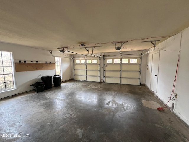 garage with a garage door opener