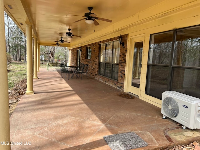 view of patio / terrace featuring ac unit and ceiling fan