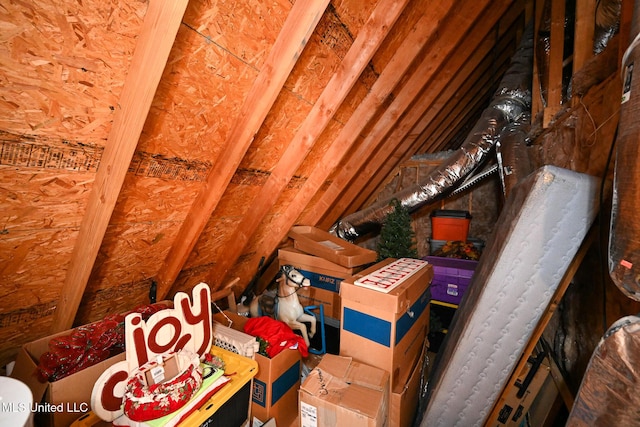 view of unfinished attic