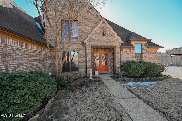 view of front facade with french doors