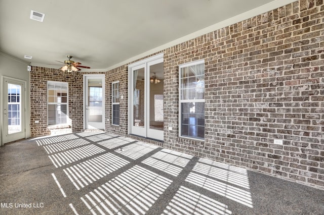 view of patio with ceiling fan