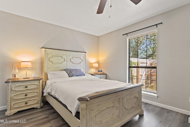 3241 Kings Bridge Rd, Moss Point, MS 39562 - bedroom featuring baseboards, dark wood finished floors, and a ceiling fan