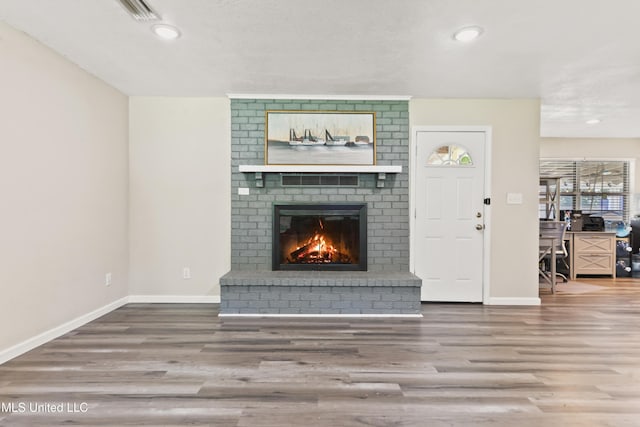 3241 Kings Bridge Rd, Moss Point, MS 39562 - living room with wood finished floors, a fireplace, baseboards, an office area, and recessed lighting