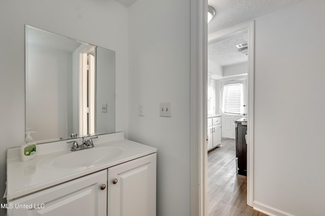 735 Wicklow Pl Unit A, Ridgeland, MS 39157 - bathroom featuring a textured ceiling, wood finished floors, and vanity