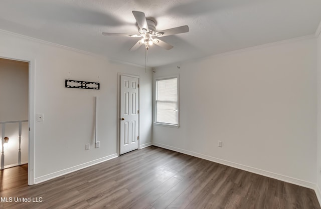 735 Wicklow Pl Unit A, Ridgeland, MS 39157 - unfurnished room with a ceiling fan, wood finished floors, ornamental molding, and baseboards
