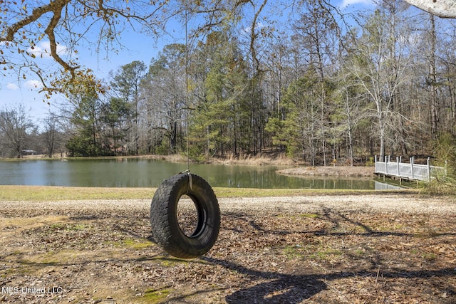 view of yard with a water view