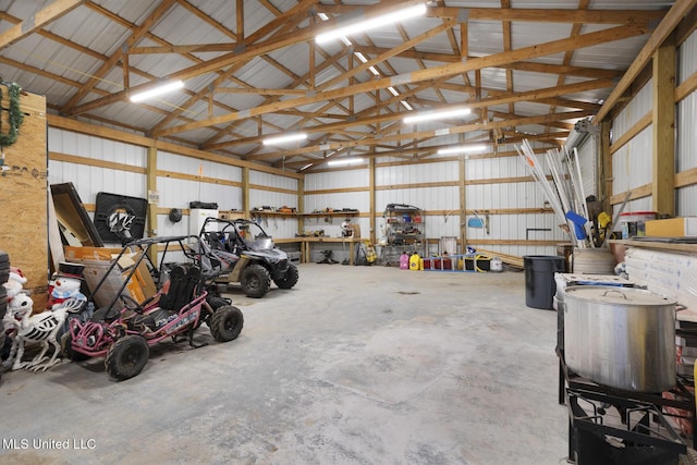 garage featuring a workshop area