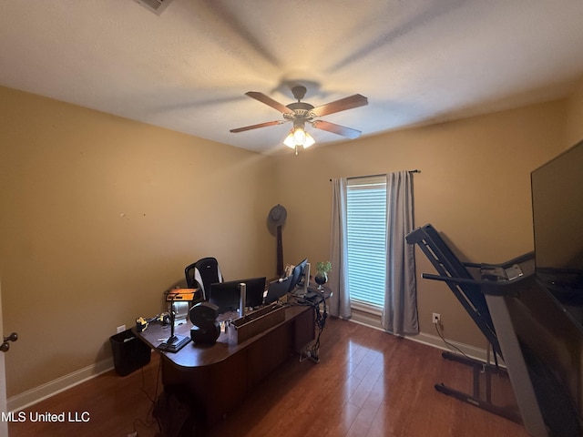 104 Belle Oak Dr, Brandon, MS 39042 - office space with wood finished floors, baseboards, and a ceiling fan