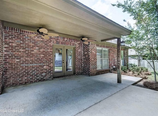 104 Belle Oak Dr, Brandon, MS 39042 - view of patio featuring a ceiling fan and french doors